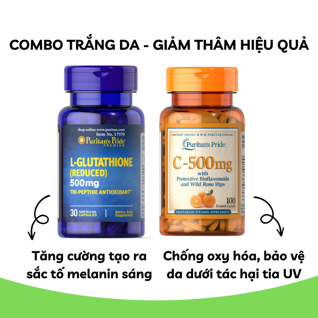 liposomes protect glutathione from degradation Viên uống L-Glutathione 500mg trắng da, sáng da Puritan's Pride 30 viên