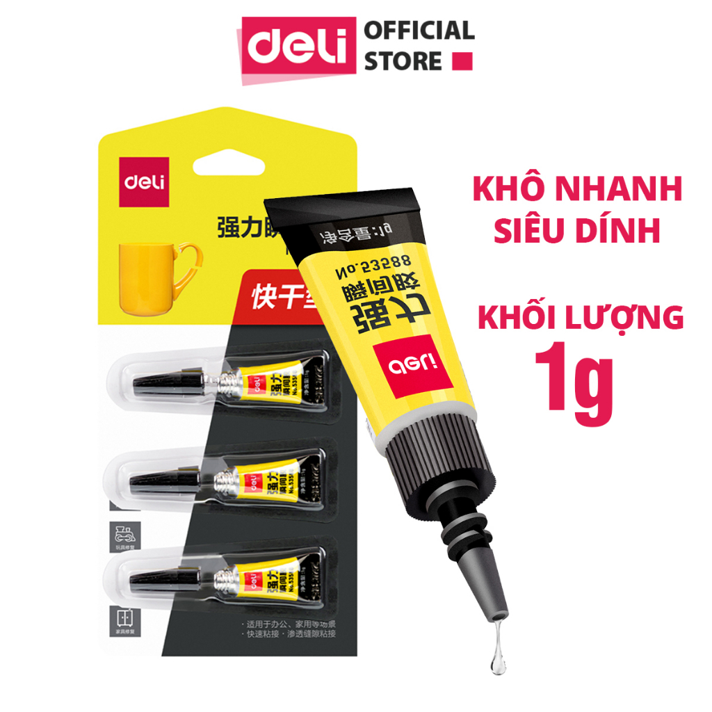 Set 3 Tuýp Keo 502 Siêu Dính Cực Mạnh Deli Keo Dán Nhựa, Gỗ, Sắt - Keo Đa Năng Chuyên Dụng Tiện Lợi Đồ Dùng Gia Đình