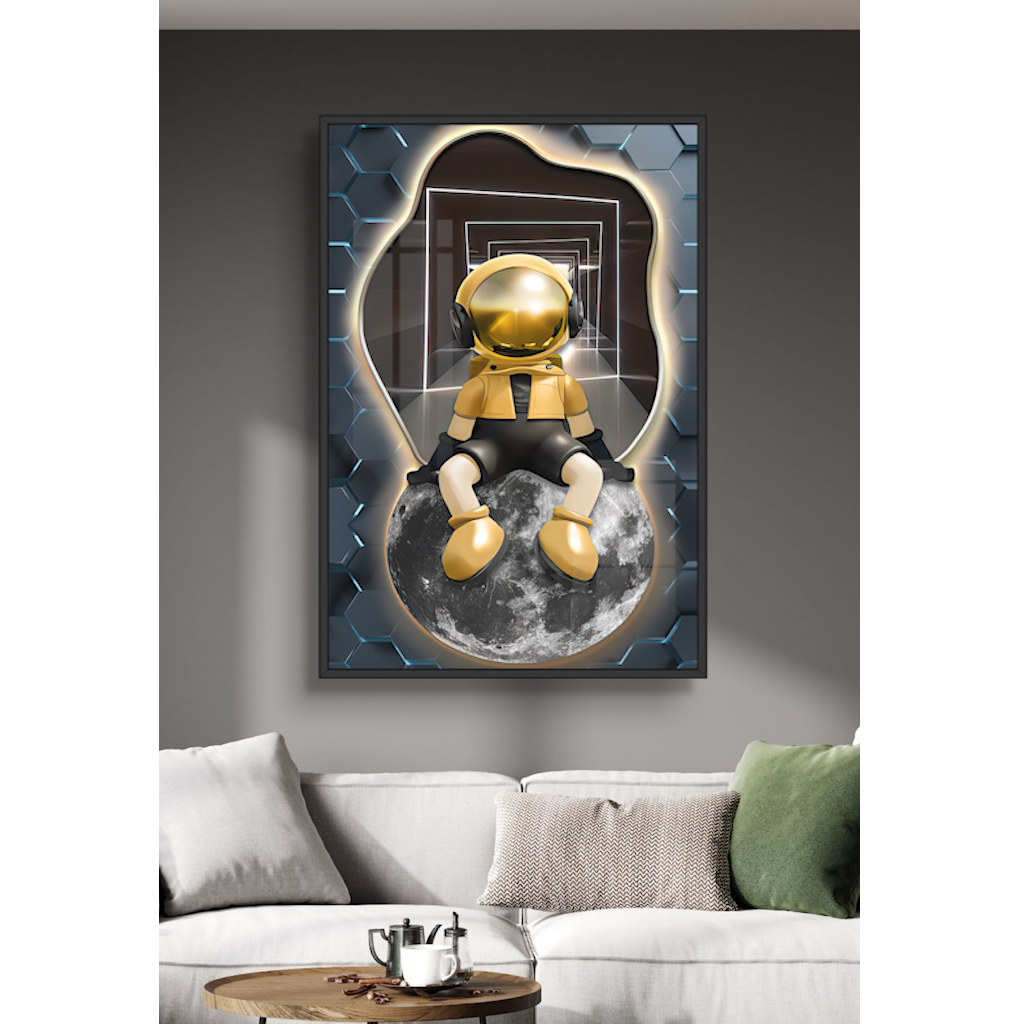 Tranh Tráng Gương Chú Gấu bearbrick/Kaws Treo Tường Phòng Khách/ Game Gaming/ Quà Tặng