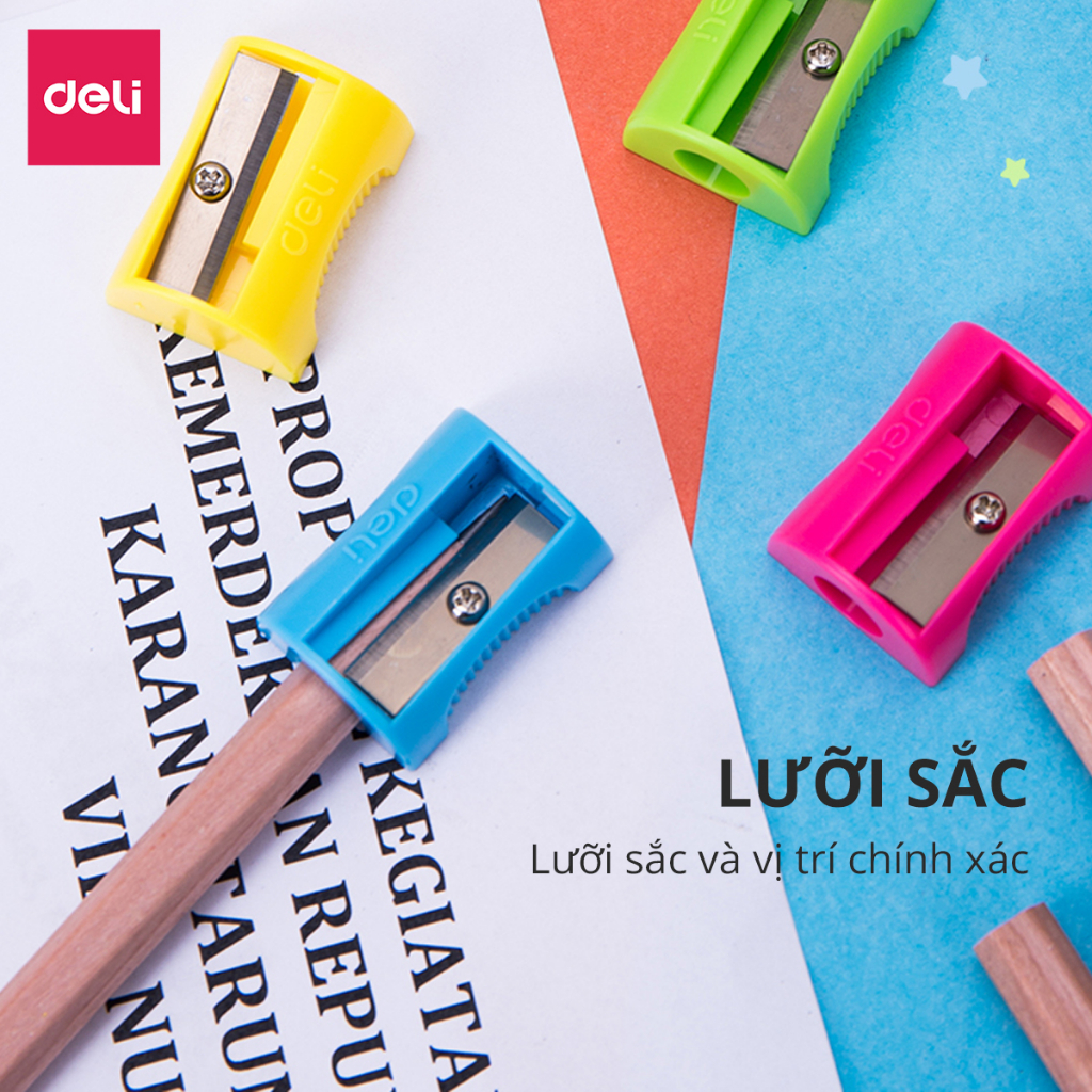Gọt chì mini Deli Xanh lá/Xanh dương/Hồng/Vàng màu ngẫu nhiên