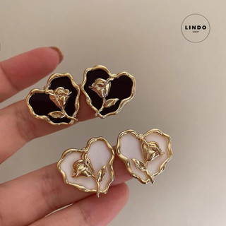 LD111 Bông Tai Hoa Hồng Kiểu Dáng Độc Lạ LINDO, Bông Tai Thời Trang Phong cách Vintage Thích Hợp Đeo Nhiều Dịp