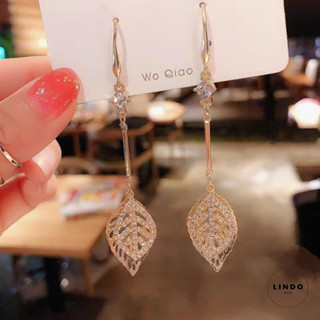 LD113 Bông Tai Chiếc Lá LINDO, Bông Tai Thời Trang Phong cách Hàn Quốc Thích Hợp Đeo Nhiều Dịp