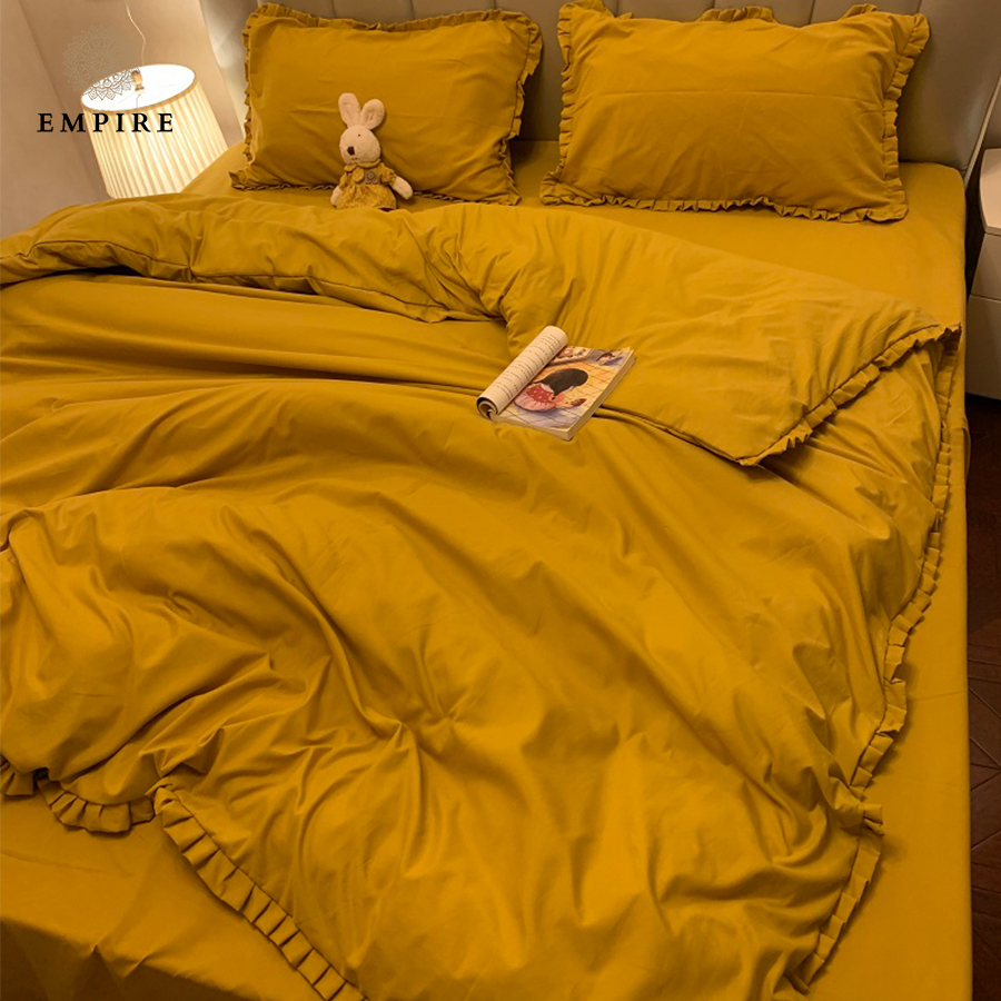Bộ chăn ga gối nệm 5 món set cotton bèo EMPIRE ga giường bo chun thoáng mát - EMPIRE bedding & Decor