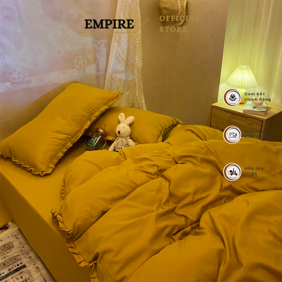 Bộ chăn ga gối nệm 5 món set cotton bèo EMPIRE ga giường bo chun thoáng mát - EMPIRE bedding & Decor