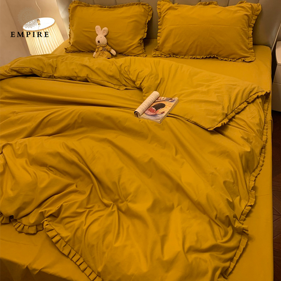 Bộ chăn ga gối nệm 5 món set cotton bèo EMPIRE ga giường bo chun thoáng mát - EMPIRE bedding & Decor