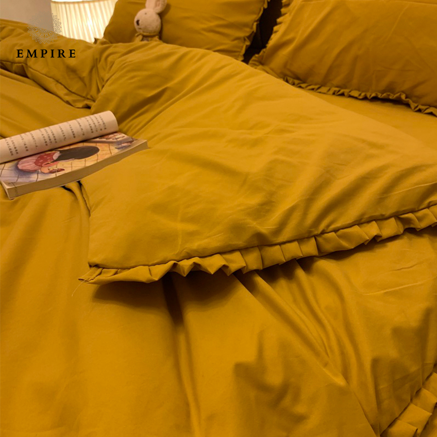 Bộ chăn ga gối nệm 5 món set cotton bèo EMPIRE ga giường bo chun thoáng mát - EMPIRE bedding & Decor
