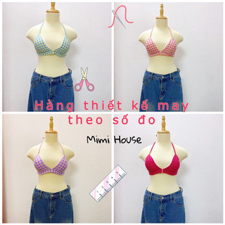 Áo bra Hebe buộc dây cổ caro màu sắc - Design by Mimi House