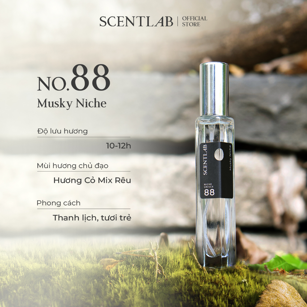 Ảnh Nước hoa unisex SCENTLAB No.88 hương cỏ xanh Noble Musky Niche tinh dầu thơm lâu thanh lịch, tươi mát mini 10ml 3
