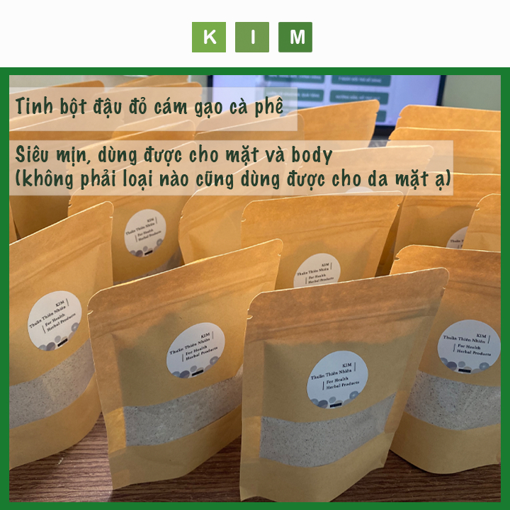 Tinh bột Đậu đỏ Cám gạo sữa 50g tẩy tế bào cơ thể - Bột làm đẹp thiên nhiên tắm trắng dưỡng da KIM handmade