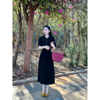 Sét váy nữ thời trang mặc đi chơi chất cotton lạnh áo croptop tay ngắn cổ tròn cài nút mix chân váy maxi dáng suông