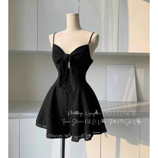 Jumsuits nữ thời trang mặc đi chơi chất ren y mẫu hai dây phối xoắn nơ ngực quần đùi ống rộng hai lớp cap cấp