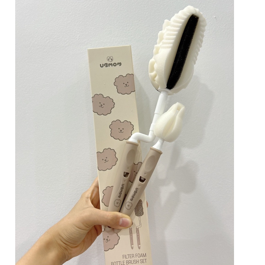 Set 2 cọ rửa bình sữa và núm ti bọt biển UBMOM nội địa Hàn Quốc ...
