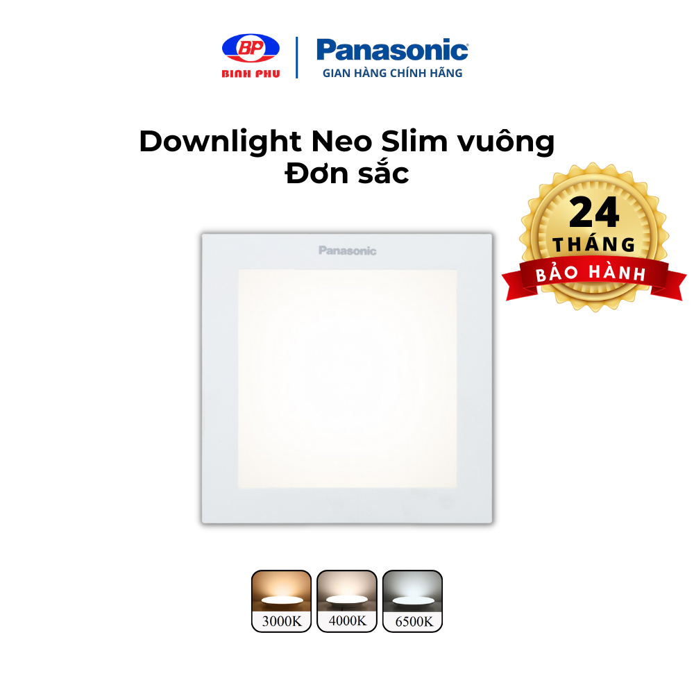 Đèn LED âm trần Downlight Panasonic Vuông đơn sắc Công suất 9W Neo Slim siêu mỏng nguồn rời