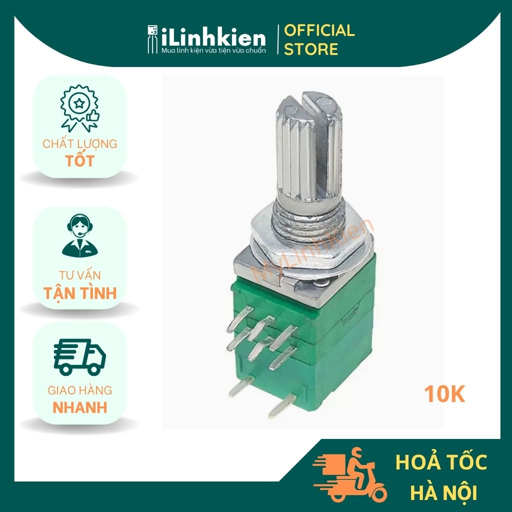 Chiết áp công tắc đôi 10K RV097NS B10K xanh 8 chân chất lượng tốt ...