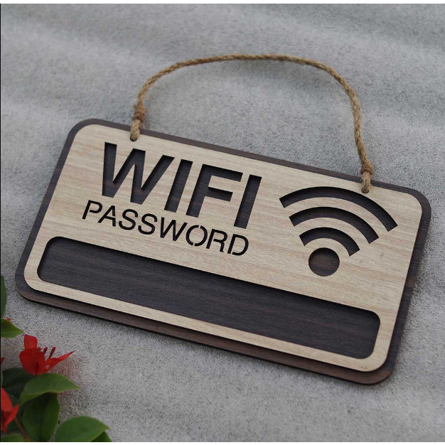 Bảng password wifi treo tường bằng gỗ cho nhà nghỉ, khách sạn, homestay, quán cafe, trà sữa
