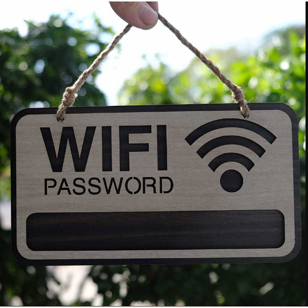 Bảng password wifi treo tường bằng gỗ cho nhà nghỉ, khách sạn, homestay, quán cafe, trà sữa