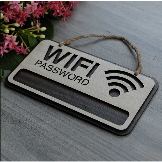 Bảng password wifi treo tường bằng gỗ cho nhà nghỉ, khách sạn, homestay, quán cafe, trà sữa
