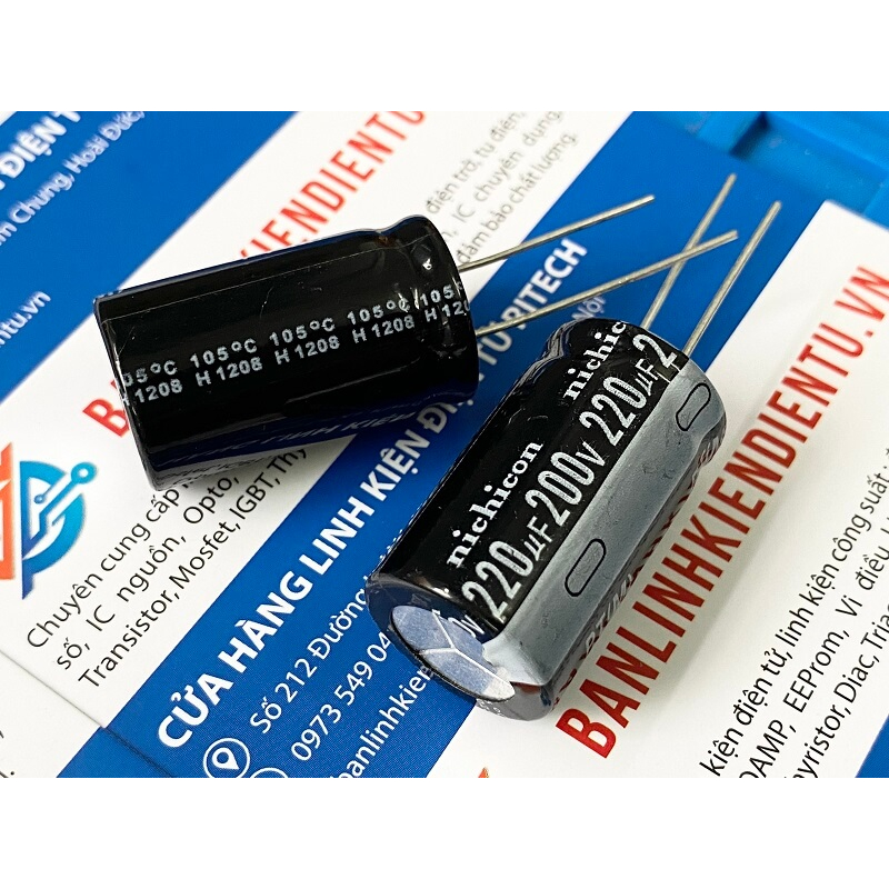 Condensatore Elettrolitico Nichicon 220uF 200V - Serie GU/GR 20x25mm Snap-in - Lotto Da 2 O 10 Pezzi - Foto 2