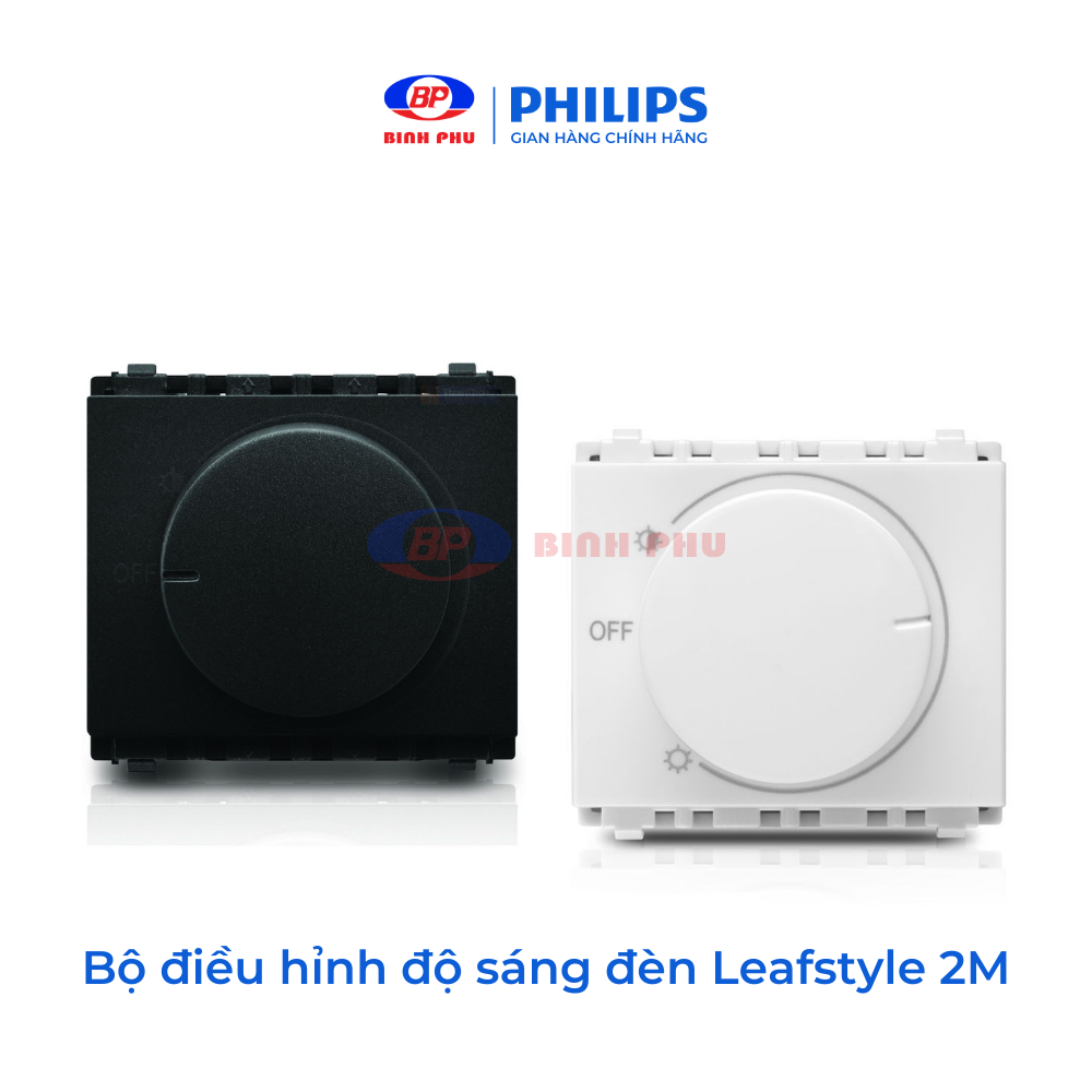 Bộ điều chỉnh độ sáng đèn Philips LeafStyle 2M Size Dimmer (300w) - Công tắc ổ cắm - Dòng cắm nhanh, không bắt vít