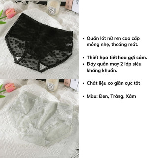 Quần lót nữ ren cao cấp siêu kháng khuẩn họa tiết hoa nhí gợi cảm huyền bí quyến rũ DEVARI L2018