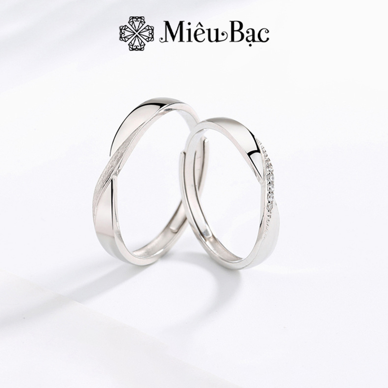 Nhẫn đôi couple Miêu Bạc nhẫn cặp sóng đôi đinh đá chất liệu bạc S925 thời trang phụ kiện trang sức MM08