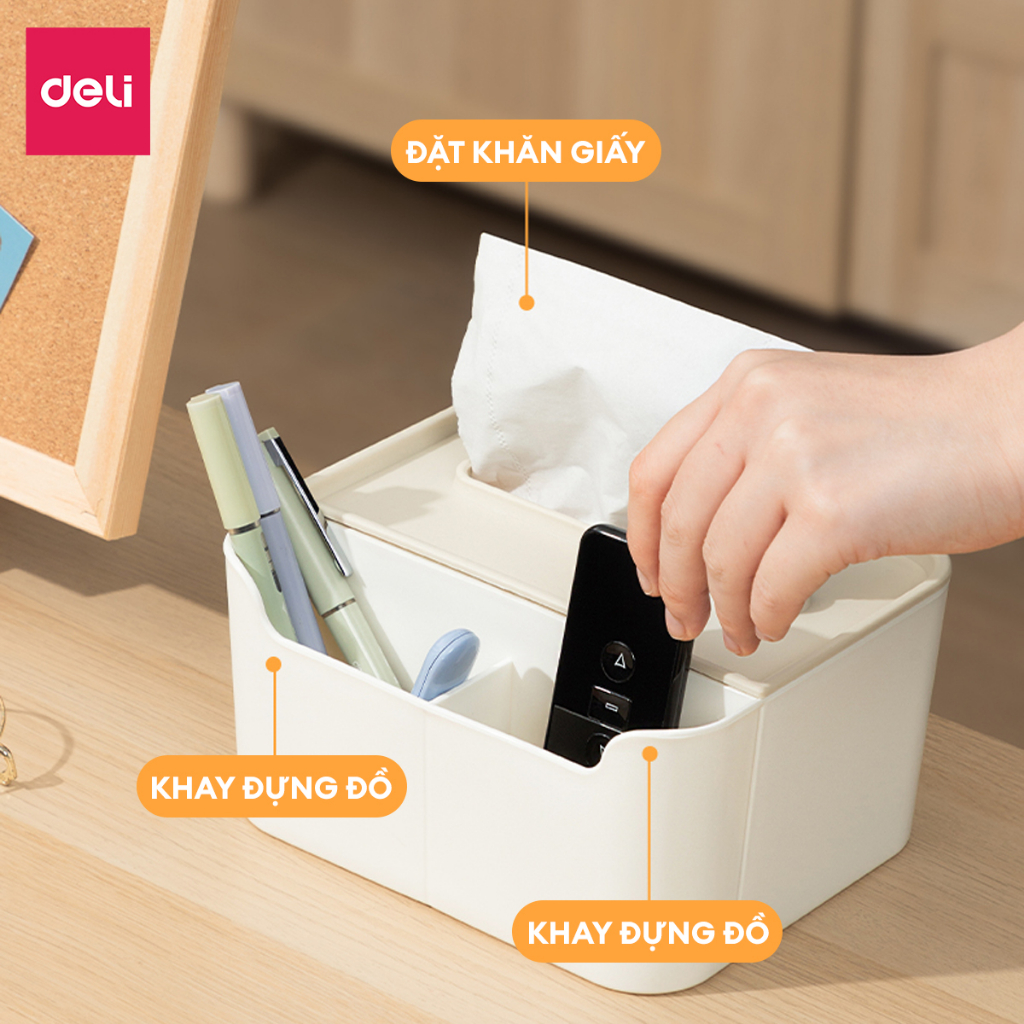 Hộp đựng giấy ăn để bàn nhiều ngăn tiện lợi đa năng hộp đựng khăn giấy bằng nhựa PP cao cấp