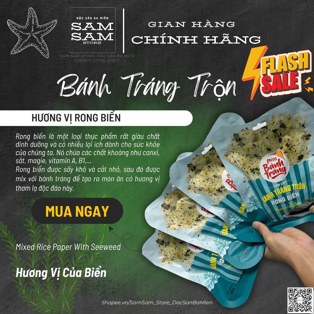 [RongBiểnTúiLớn] Bánh Tráng Trộn Ăn Liền SiZe Túi Lớn Trọng Lượng 40g Hương Vị Rong Biển Đặc Biệt Thơm Ngon Giá Hấp Dẫn
