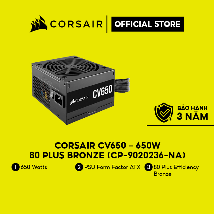 [Mã ELCL7 giảm 7% đơn 300K] Nguồn máy tính CORSAIR CV650 - 650W 80 Plus Bronze