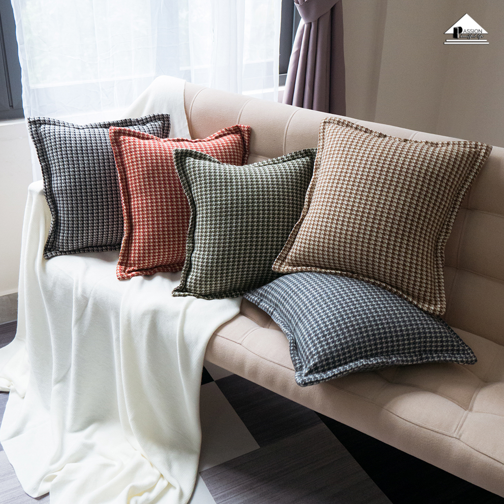 Vỏ Gối Tựa Lưng Sofa Lông Len Dệt Họa Tiết Houndstooth Sang Trọng Passion