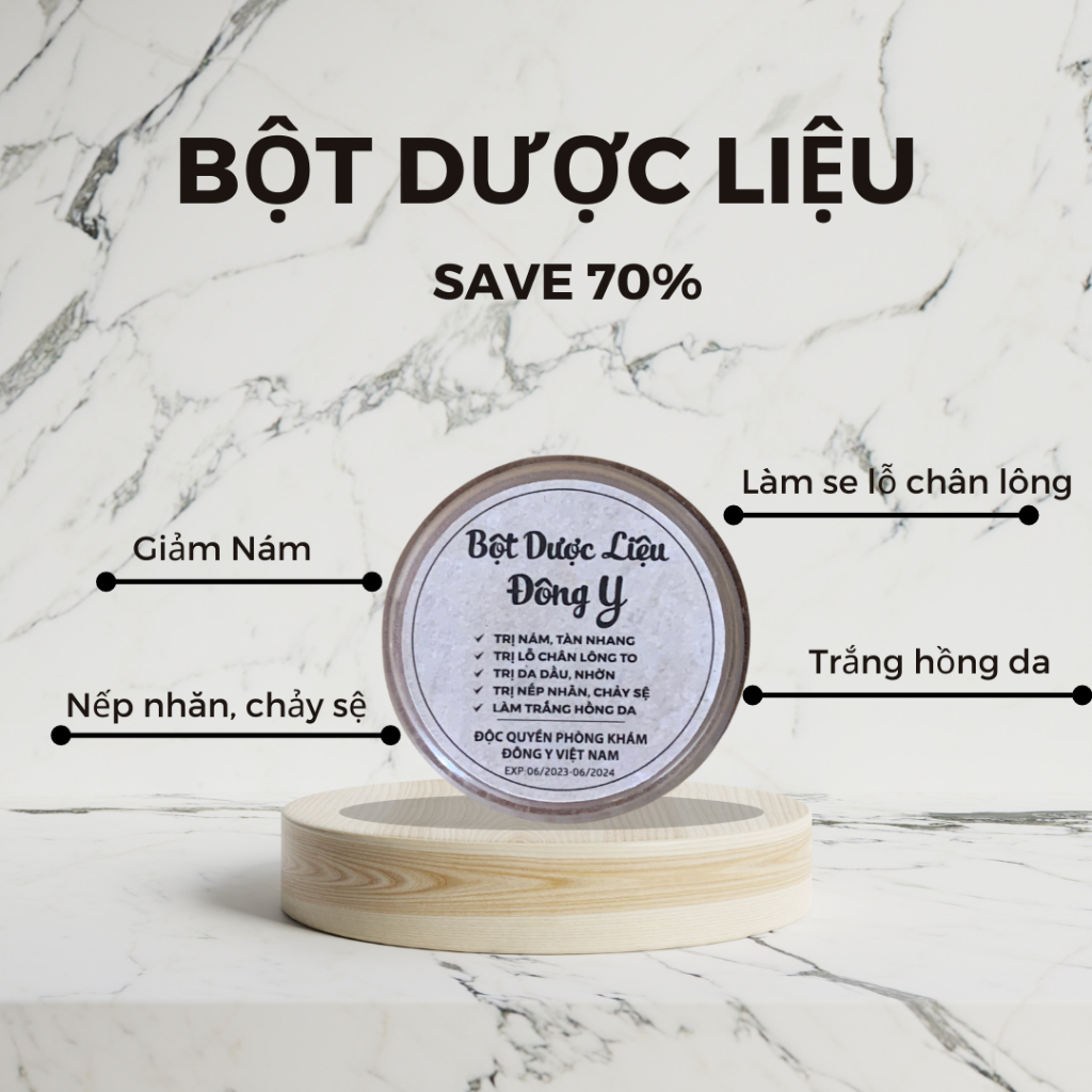 Bột dược liệu đông y, giảm nám tán nhang, trắng hồng se lỗ chân lông, giảm tiết nhờn, nếp nhăn và mềm da