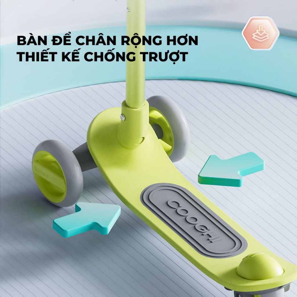 Ảnh Xe trượt scooter cho bé Cooghi Q1, 3-10 tuổi, bánh LED phát sáng, gấp gọn, siêu nhẹ 3