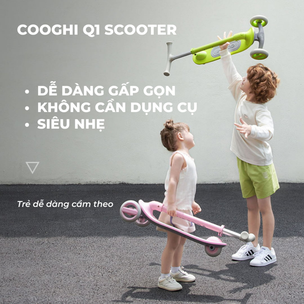 Ảnh Xe trượt scooter cho bé Cooghi Q1, 3-10 tuổi, bánh LED phát sáng, gấp gọn, siêu nhẹ 4