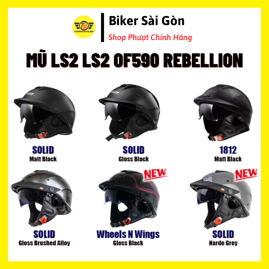 MŨ BẢO HIỂM NỬA ĐẦU LS2 OF590 REBELLION Biker Sài Gòn Shopee