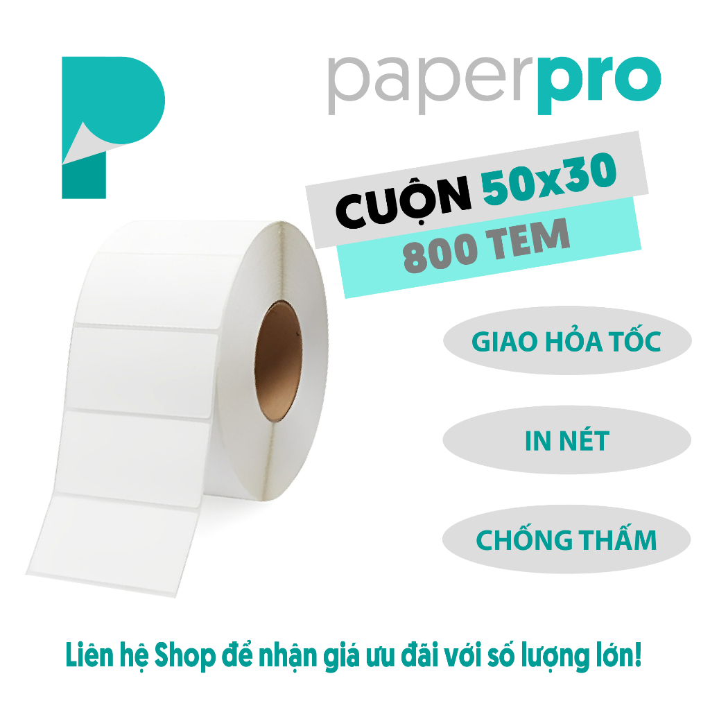 Giấy In Nhiệt paperpro 50x30x25m In tem trà sữa, tem phụ, logo,... Siêu ...
