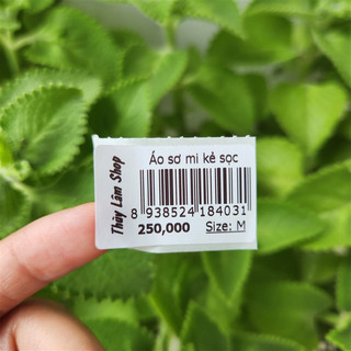 Sét 200 Tem dán có mã vạch đơn giá tên shop dùng cho cửa hàng quần áo KT 3x2cm, 3,5x2,2cm