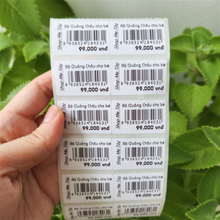 Sét 200 Tem dán có mã vạch đơn giá tên shop dùng cho cửa hàng quần áo KT 3x2cm, 3,5x2,2cm