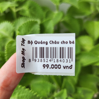 Sét 200 Tem dán có mã vạch đơn giá tên shop dùng cho cửa hàng quần áo KT 3x2cm, 3,5x2,2cm
