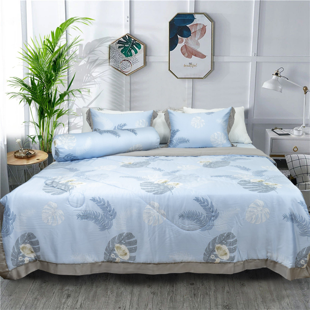 Bộ ga chun lụa tencel Amando Bliss họa tiết 4CT 3 cao cấp mềm mại thoáng mát