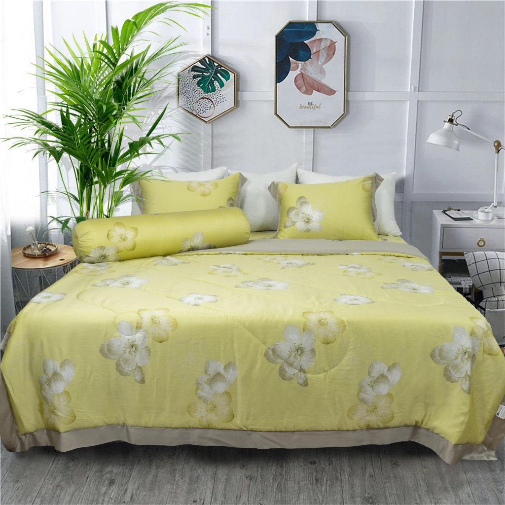 Bộ ga chun lụa tencel Amando Bliss họa tiết 4CT 3 cao cấp mềm mại thoáng mát