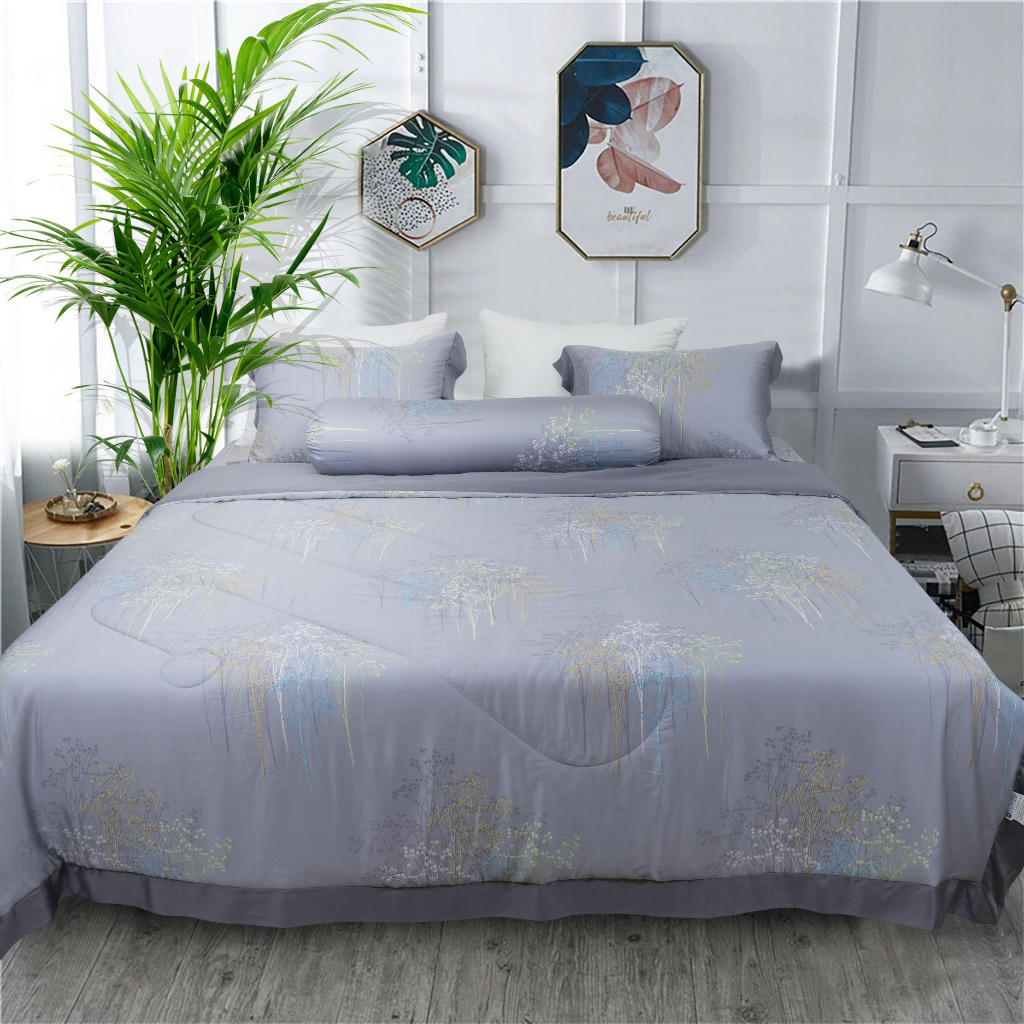 Bộ ga chun lụa tencel Amando Bliss họa tiết 4CT 3 cao cấp mềm mại thoáng mát