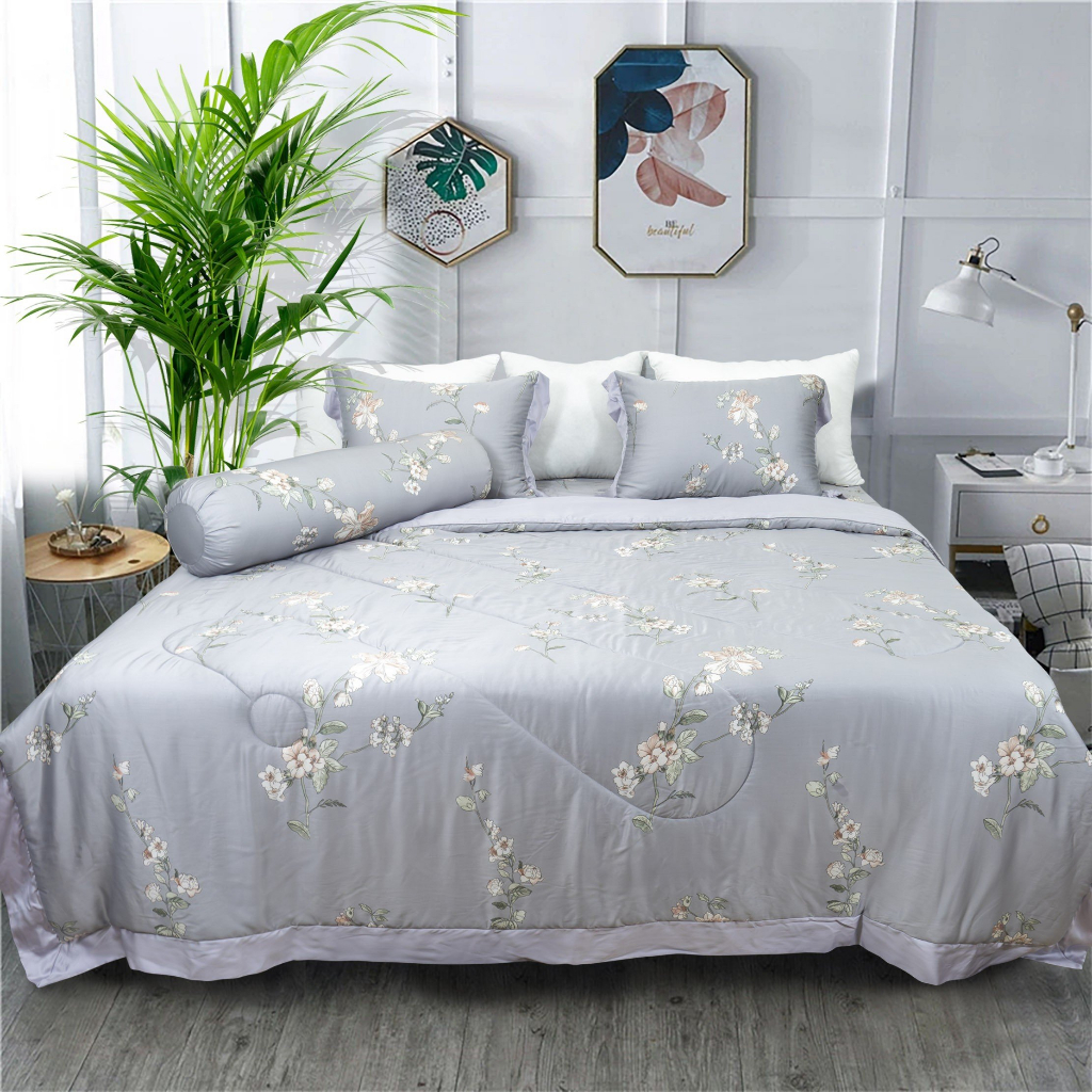 Bộ ga chun lụa tencel Amando Bliss họa tiết 4CT 3 cao cấp mềm mại thoáng mát