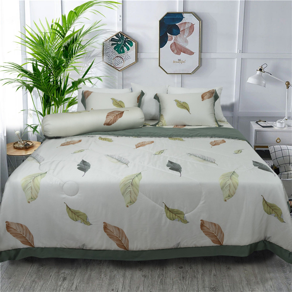 Bộ ga chun lụa tencel Amando Bliss họa tiết 4CT 3 cao cấp mềm mại thoáng mát