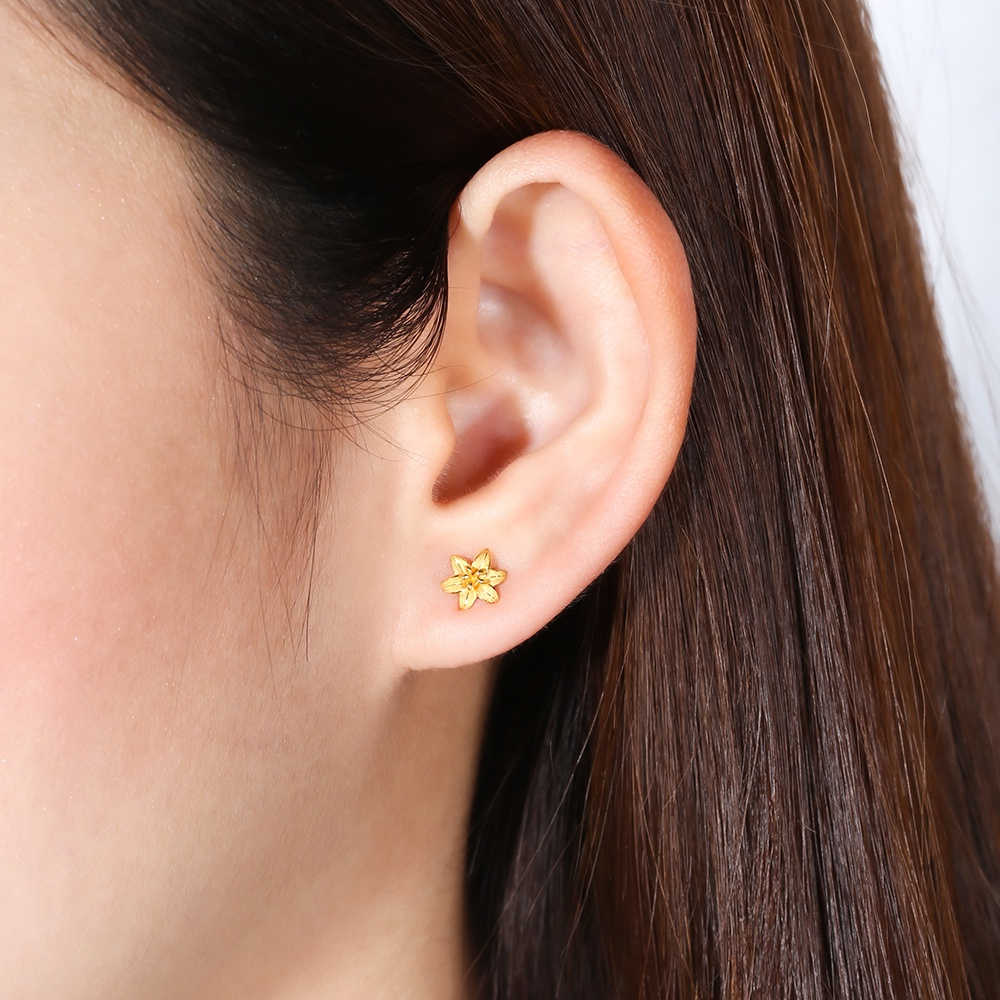 Ảnh PRIMA Bông Tai  24K - Hoa Lily (Chuôi+ Chốt 18k) - ( 1 chiếc) - BST Mono Chic - 111E3541 1