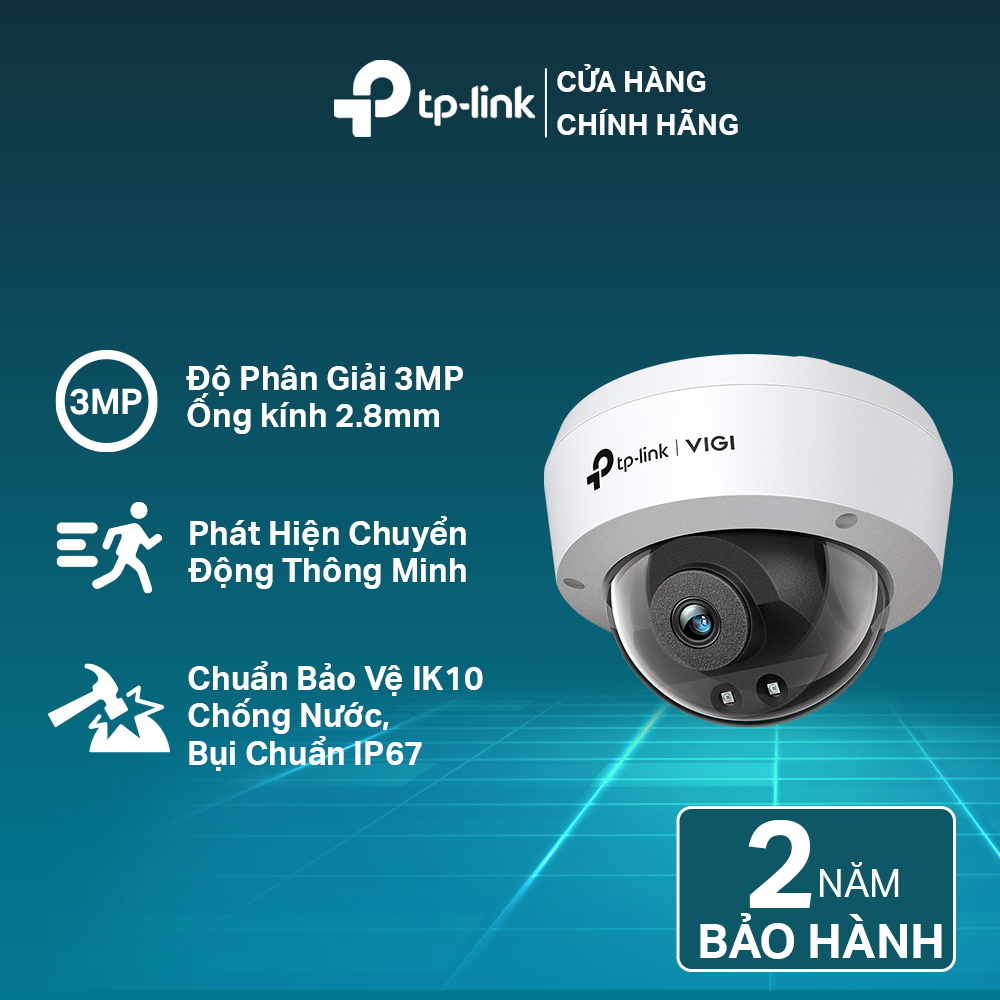 Camera IP TP-Link CCTV VIGI C230I 3MP Hỗ Trợ Hồng Ngoại Ngoài Trời, Phát Hiện Thông Minh