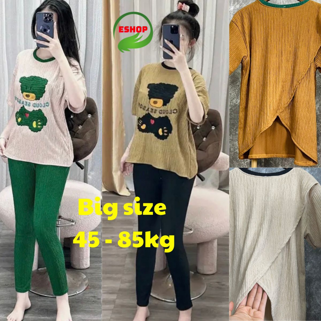 Thời Trang Bigsize Đồ Bộ Nữ Quần Dài Vải Thun Xốp Nhật ESHOP Đồ Mặc Nhà Kiểu Áo Sơ Mi Mặc Đẹp Dễ Thương Sang Chảnh DX01