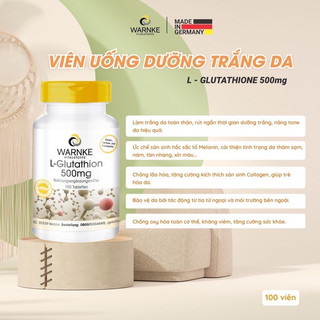 [DATE MỚI NHẤT] Viên uống trắng da, chống lão hóa toàn thân Warnke L-Glutathion 500mg 100 viên của Đức