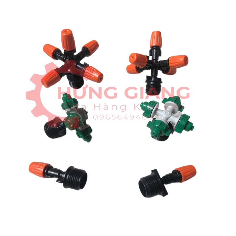 Béc phun sương, tưới cây 5 tia kết nối ren 21mm