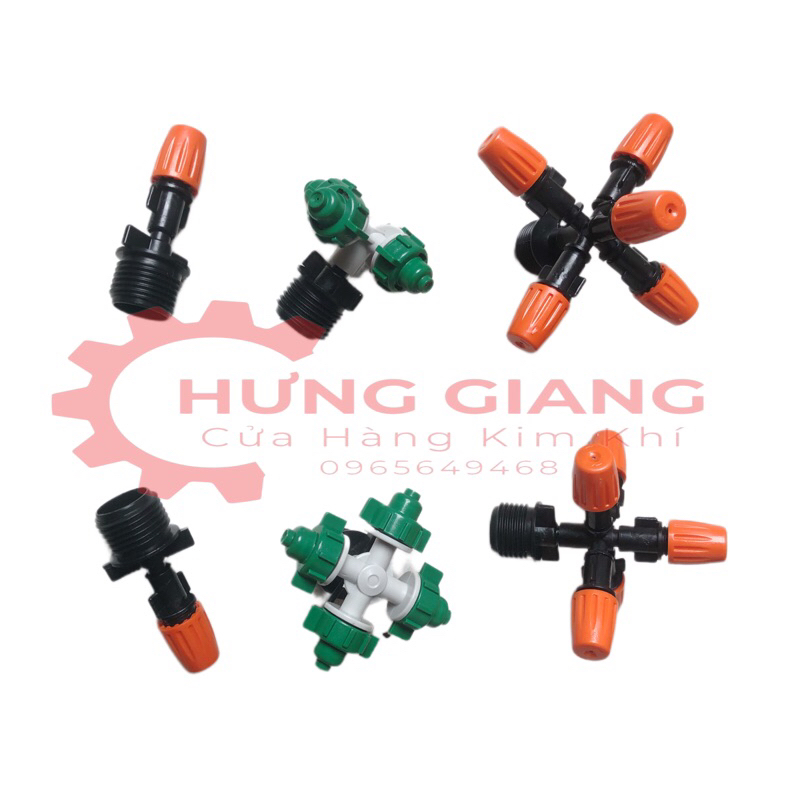 Béc phun sương, tưới cây 5 tia kết nối ren 21mm