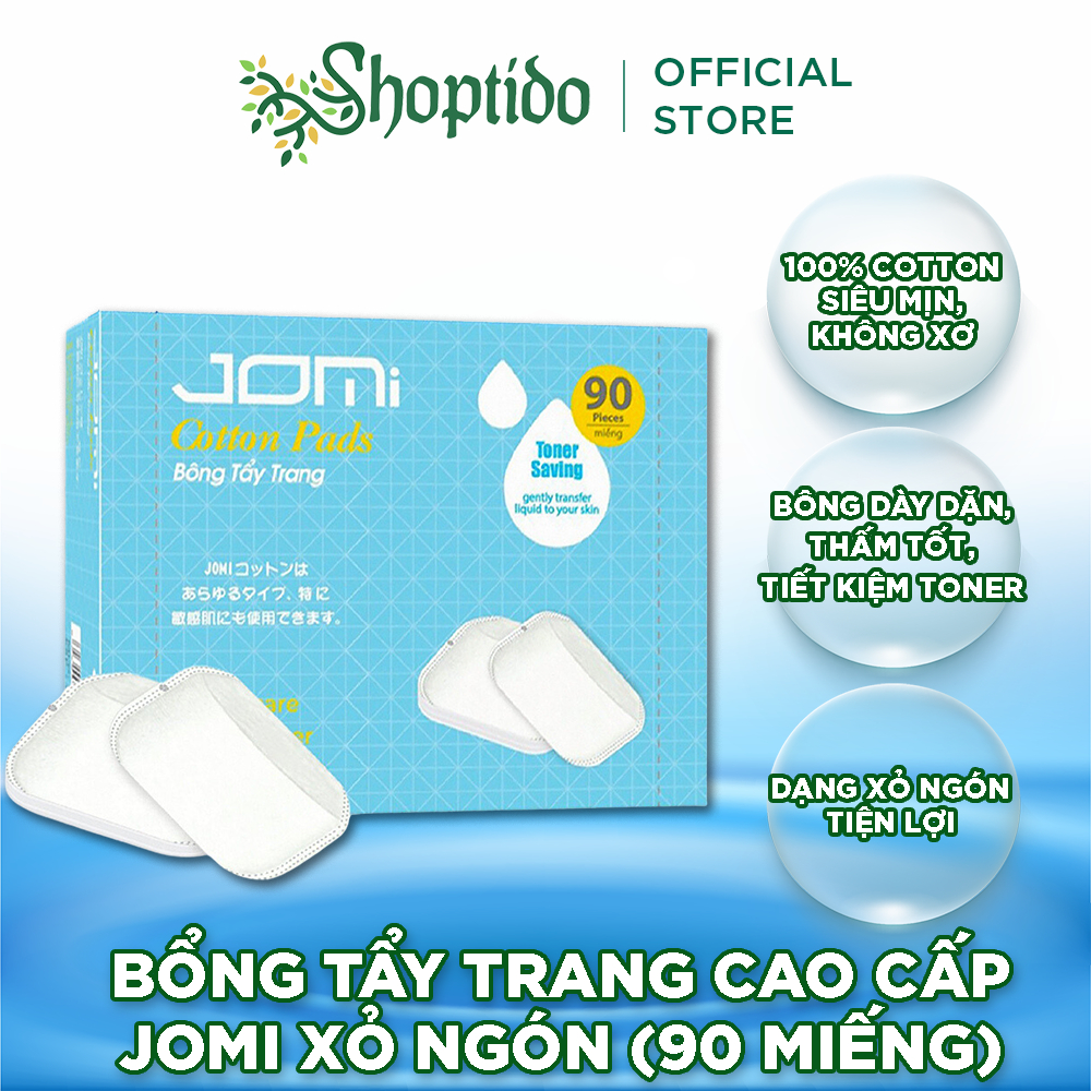 Bông tẩy trang cao cấp Jomi xỏ ngón (Hộp 90 miếng) NPP Shoptido ...