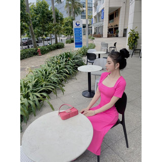 Đầm cổ vuông  hotrend siêu hot màu cực tôn da